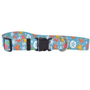 Size L - Tropical By the Sea Dog Collar w Starfish & Sand Dollars by Yellow Dog